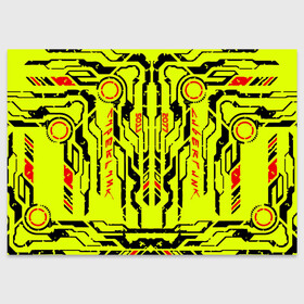 Поздравительная открытка с принтом Cyberpunk 2077 YELLOW в Екатеринбурге, 100% бумага | плотность бумаги 280 г/м2, матовая, на обратной стороне линовка и место для марки
 | будущее | жолтый | киберпанк | минимализм | полосы | схемы