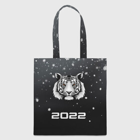 Шоппер 3D с принтом Новогодний тигр символ 2022. в Екатеринбурге, 100% полиэстер | Плотность: 200 г/м2; Размер: 34×35 см; Высота лямок: 30 см | 2022 | merry christmas | год тигра | зима близко | нг | новогодний | новогодний тигр | новогодняя символика | новый год | новый год 2022 | рождество | символ 2022 года | снег | снежинки | тигр