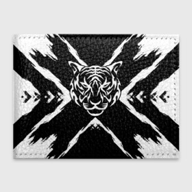 Обложка для студенческого билета с принтом Tiger Black & White Черно-белый Тигр в Екатеринбурге, натуральная кожа | Размер: 11*8 см; Печать на всей внешней стороне | Тематика изображения на принте: cat | tiger | год тигра | зверь | кошка | символ года | тигр | хищник