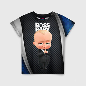 Детская футболка 3D с принтом BOSS black blue в Екатеринбурге, 100% гипоаллергенный полиэфир | прямой крой, круглый вырез горловины, длина до линии бедер, чуть спущенное плечо, ткань немного тянется | baby | boss | boss baby | босс | босс молокосос | маленький босс | малыш | мальчик | молокосос | ребенок