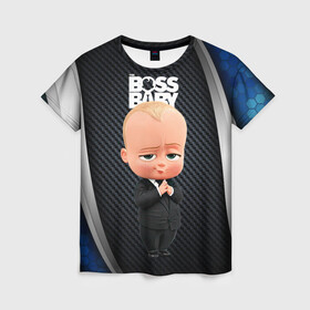 Женская футболка 3D с принтом BOSS black blue в Екатеринбурге, 100% полиэфир ( синтетическое хлопкоподобное полотно) | прямой крой, круглый вырез горловины, длина до линии бедер | baby | boss | boss baby | босс | босс молокосос | маленький босс | малыш | мальчик | молокосос | ребенок