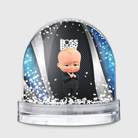 Игрушка Снежный шар с принтом BOSS black blue в Екатеринбурге, Пластик | Изображение внутри шара печатается на глянцевой фотобумаге с двух сторон | baby | boss | boss baby | босс | босс молокосос | маленький босс | малыш | мальчик | молокосос | ребенок