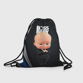 Рюкзак-мешок 3D с принтом BOSS black blue в Екатеринбурге, 100% полиэстер | плотность ткани — 200 г/м2, размер — 35 х 45 см; лямки — толстые шнурки, застежка на шнуровке, без карманов и подкладки | baby | boss | boss baby | босс | босс молокосос | маленький босс | малыш | мальчик | молокосос | ребенок