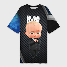Платье-футболка 3D с принтом BOSS black  blue в Екатеринбурге,  |  | baby | boss | boss baby | босс | босс молокосос | маленький босс | малыш | мальчик | молокосос | ребенок
