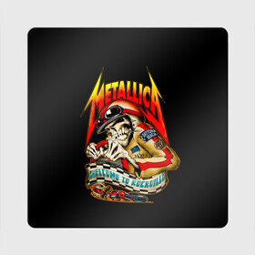 Магнит виниловый Квадрат с принтом Metallica WELCOME TO ROCKVILLE в Екатеринбурге, полимерный материал с магнитным слоем | размер 9*9 см, закругленные углы | hard | heavy | james hetfield | kirk hammett | lars ulrich | metallica | music | robert trujillo | rock band | thrash | thrashmetal | джеймс хэтфилд | кирк хэмметт | ларс ульрих | метал | металика | металлика | музыка | роберт трухильо | рок группа | трэш