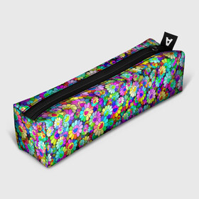 Пенал школьный 3D с принтом Rainbow flowers в Екатеринбурге, 100% полиэстер | плотная ткань, застежка на молнии | takashi murakami | паттерн | радуга | смайл | такаси мураками | улыбка | цветы