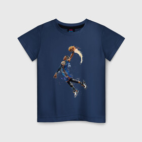 Детская футболка хлопок с принтом Расселл Уэстбрук в Екатеринбурге, 100% хлопок | круглый вырез горловины, полуприлегающий силуэт, длина до линии бедер | russell westbrook | баскетболист | данк | лосанджелес лейкерс | мяч | нба | прыжок | расселл уэстбрук