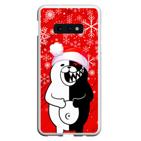 Чехол для Samsung S10E с принтом НОВОГОДНИЙ MONOKUMA. в Екатеринбурге, Силикон | Область печати: задняя сторона чехла, без боковых панелей | 2022 | anime | black  white | danganronpa | happy new year | kurokuma | merry christmas | monodam | monokuma | monomi | monotaro | pink | shirokuma | аниме | год тигра | зима близко | мoноми | монокума | нг | новогодний | новый год | новый 