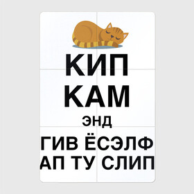 Магнитный плакат 2Х3 с принтом Успокойся и просто поспи в Екатеринбурге, Полимерный материал с магнитным слоем | 6 деталей размером 9*9 см | Тематика изображения на принте: cat | humor | joke | kitten | motto | sleep | slogan | девиз | кот | котёнок | кошка | слоган | сон | шутка | юмор