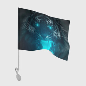 Флаг для автомобиля с принтом Неоновый водяной тигр 2022 в Екатеринбурге, 100% полиэстер | Размер: 30*21 см | 2022 | водяной тигр | неон | новый год | тигр
