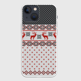 Чехол для iPhone 13 mini с принтом НОВОГОДНИЙ УЗОР в Екатеринбурге,  |  | background | christmas | christmas pattern | deer | holiday | knitted pattern | new year | pattern | snowflakes | texture | вязаный узор | новогодний узор | новый год | олени | паттерн | праздник | рождество | снежинки | текстура | узор | фон