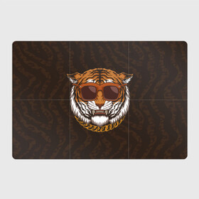Магнитный плакат 3Х2 с принтом Крутой тигр в очках с цепью в Екатеринбурге, Полимерный материал с магнитным слоем | 6 деталей размером 9*9 см | furry | tiger | восточный тигр | год тигра | голова | кошка | тигр | тигренок | фурри | хищник