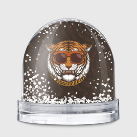 Игрушка Снежный шар с принтом Крутой тигр в очках с цепью в Екатеринбурге, Пластик | Изображение внутри шара печатается на глянцевой фотобумаге с двух сторон | furry | tiger | восточный тигр | год тигра | голова | кошка | тигр | тигренок | фурри | хищник