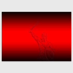 Поздравительная открытка с принтом Спартак Гладиатор Red Theme в Екатеринбурге, 100% бумага | плотность бумаги 280 г/м2, матовая, на обратной стороне линовка и место для марки
 | арена | гладиатор | джикия | кб | красно белые | москва | мясо | оукб | премьер лига | россия | рпл | спартак | спартак москва | футбол