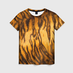 Женская футболка 3D с принтом Шкура тигра 2022 в Екатеринбурге, 100% полиэфир ( синтетическое хлопкоподобное полотно) | прямой крой, круглый вырез горловины, длина до линии бедер | 2022 | год тигра | новый год | новый год 2022 | символ года | тигр | тигренок | тигрица | тигры