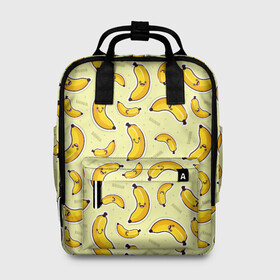 Женский рюкзак 3D с принтом Банановый Бум в Екатеринбурге, 100% полиэстер | лямки с регулируемой длиной, сверху ручки, чтобы рюкзак нести как сумку. Основное отделение закрывается на молнию, как и внешний карман. Внутри два дополнительных кармана, один из которых закрывается на молнию. По бокам два дополнительных кармашка, куда поместится маленькая бутылочка
 | банан | банановый | бананы | паттерн | прикол | фрукты