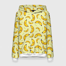 Женская толстовка 3D с принтом Банановый Бум в Екатеринбурге, 100% полиэстер  | двухслойный капюшон со шнурком для регулировки, мягкие манжеты на рукавах и по низу толстовки, спереди карман-кенгуру с мягким внутренним слоем. | банан | банановый | бананы | паттерн | прикол | фрукты