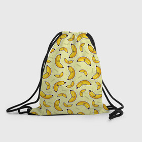 Рюкзак-мешок 3D с принтом Банановый Бум в Екатеринбурге, 100% полиэстер | плотность ткани — 200 г/м2, размер — 35 х 45 см; лямки — толстые шнурки, застежка на шнуровке, без карманов и подкладки | банан | банановый | бананы | паттерн | прикол | фрукты