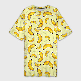 Платье-футболка 3D с принтом Банановый Бум в Екатеринбурге,  |  | банан | банановый | бананы | паттерн | прикол | фрукты