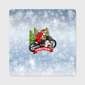 Магнит виниловый Квадрат с принтом Санта Байкер Santa on the motorbike в Екатеринбурге, полимерный материал с магнитным слоем | размер 9*9 см, закругленные углы | Тематика изображения на принте: bike | christmas | moto | santa | байк | дед мороз | елка | зима | мотоцикл | новый год | подарок | рождество | санта | снег | снеговик | снежинка