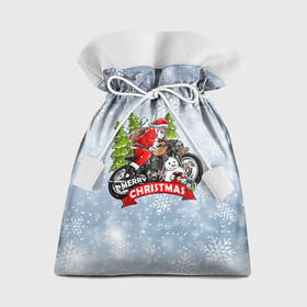Подарочный 3D мешок с принтом Санта Байкер Santa on the motorbike в Екатеринбурге, 100% полиэстер | Размер: 29*39 см | bike | christmas | moto | santa | байк | дед мороз | елка | зима | мотоцикл | новый год | подарок | рождество | санта | снег | снеговик | снежинка