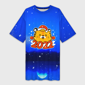 Платье-футболка 3D с принтом Год тигра 2022 Ночной закат. в Екатеринбурге,  |  | 2022 | merry christmas | год тигра | зима близко | нг | новогодний | новогодний тигр | новогодняя символика | новый год | новый год 2022 | рождество | символ 2022 года | снег | снежинки | тигр