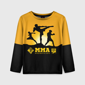 Детский лонгслив 3D с принтом ММА (Mixed Martial Arts) в Екатеринбурге, 100% полиэстер | длинные рукава, круглый вырез горловины, полуприлегающий силуэт
 | bellator | boxing | fight club | mixed martial arts | ufc | айкидо | беллатор | боевые искусства | боец | бои | бои без правил | бойцовский клуб | бокс | борьба | воин | джиуджитсу | дзюдо | единоборства | карате | кикбоксинг