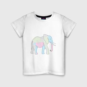 Детская футболка хлопок с принтом Сказочный слон в Екатеринбурге, 100% хлопок | круглый вырез горловины, полуприлегающий силуэт, длина до линии бедер | африка | дикое животное | животное | животные | звери | индия | слон | экзотика