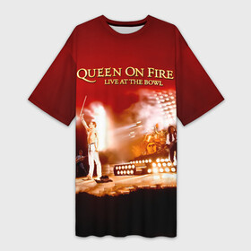 Платье-футболка 3D с принтом Queen on Fire  Live at the Bowl в Екатеринбурге,  |  | freddie mercury | paul rodgers | queen | quen | альбом | брайан мэй | глэм | джон дикон | квин | королева | куин | меркури | меркьюри | музыкант | мэркури | певец | песня | поп | роджер тейлор | рок группа | фаррух булсара