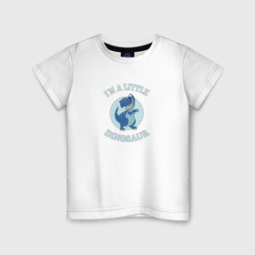 Детская футболка хлопок с принтом Маленький милый динозавр в Екатеринбурге, 100% хлопок | круглый вырез горловины, полуприлегающий силуэт, длина до линии бедер | Тематика изображения на принте: детский принт | дино | динозавр | для детей | подарок ребенку