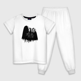 Детская пижама хлопок с принтом Спонсоры Hellbound в Екатеринбурге, 100% хлопок |  брюки и футболка прямого кроя, без карманов, на брюках мягкая резинка на поясе и по низу штанин
 | люди | маски | надпись | название | спонсоры