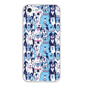 Чехол для iPhone 5/5S матовый с принтом Забавные Пёсели паттерн Funny Dogs pattern в Екатеринбурге, Силикон | Область печати: задняя сторона чехла, без боковых панелей | dog | бульдог | далматинец | йорк | мопс | песик | порода | смешной | собака