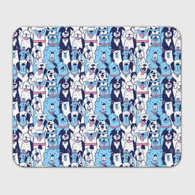 Прямоугольный коврик для мышки с принтом Забавные Пёсели паттерн Funny Dogs pattern в Екатеринбурге, натуральный каучук | размер 230 х 185 мм; запечатка лицевой стороны | dog | бульдог | далматинец | йорк | мопс | песик | порода | смешной | собака