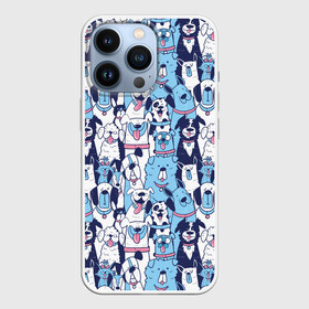 Чехол для iPhone 13 Pro с принтом Забавные Пёсели паттерн   Funny Dogs pattern в Екатеринбурге,  |  | dog | бульдог | далматинец | йорк | мопс | песик | порода | смешной | собака