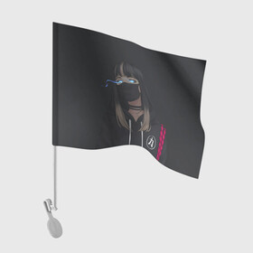 Флаг для автомобиля с принтом Девочка в маске в Екатеринбурге, 100% полиэстер | Размер: 30*21 см | аниме | аниме тян | девочка в маске | тян | тян в маске | тянка