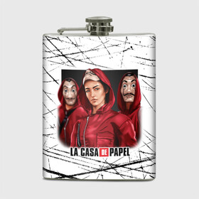 Фляга с принтом СЕРИАЛ БУМАЖНЫЙ ДОМ LA CASA DE PAPEL BELLA CIAO в Екатеринбурге, металлический корпус | емкость 0,22 л, размер 125 х 94 мм. Виниловая наклейка запечатывается полностью | bella ciao | la casa de papel | бумажный дом | ла каса де | ла каса де папель | ла каса де пепел | лакаса | сериал | фильм