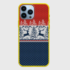 Чехол для iPhone 13 Pro Max с принтом НОВОГОДНИЙ УЗОР в Екатеринбурге,  |  | background | christmas | deer | holiday | knitted pattern | new year | new years pattern | pattern | texture | tree | вязаный узор | елка | елочка | новогодний узор | новый год | олени | паттерн | праздник | рождество | текстура | узор | фон