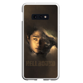 Чехол для Samsung S10E с принтом Hellbound персонаж в Екатеринбурге, Силикон | Область печати: задняя сторона чехла, без боковых панелей | дым | монстор | надпись | название | персонаж