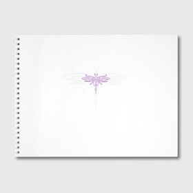 Альбом для рисования с принтом Стрекоза Violet Neon Theme в Екатеринбурге, 100% бумага
 | матовая бумага, плотность 200 мг. | Тематика изображения на принте: воздух | для девочек | для женщин | женские | красные | крылья | лес | лето | насекомые | неон | неоновые рисунки | полет | природа | светящиеся | стрекоза