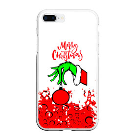 Чехол для iPhone 7Plus/8 Plus матовый с принтом Merry Christmas Grinch в Екатеринбурге, Силикон | Область печати: задняя сторона чехла, без боковых панелей | 2022 | grinch | happy new year | merry christmas | год тигра | гринч | зима близко | нг | новогодний | новый год | новый год 2022 | рождество | снег | снежинки