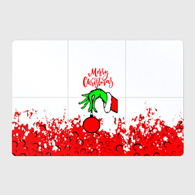 Магнитный плакат 3Х2 с принтом Merry Christmas Grinch в Екатеринбурге, Полимерный материал с магнитным слоем | 6 деталей размером 9*9 см | 2022 | grinch | happy new year | merry christmas | год тигра | гринч | зима близко | нг | новогодний | новый год | новый год 2022 | рождество | снег | снежинки