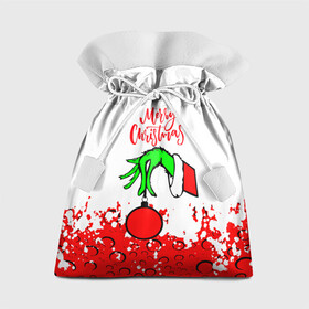 Подарочный 3D мешок с принтом Merry Christmas Grinch в Екатеринбурге, 100% полиэстер | Размер: 29*39 см | 2022 | grinch | happy new year | merry christmas | год тигра | гринч | зима близко | нг | новогодний | новый год | новый год 2022 | рождество | снег | снежинки