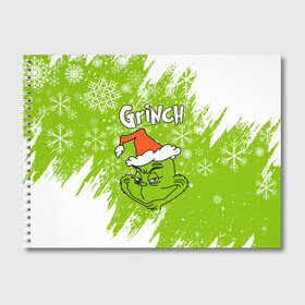 Альбом для рисования с принтом Grinch Green. в Екатеринбурге, 100% бумага
 | матовая бумага, плотность 200 мг. | 2022 | grinch | happy new year | merry christmas | год тигра | гринч | зима близко | нг | новогодний | новый год | новый год 2022 | рождество | снег | снежинки