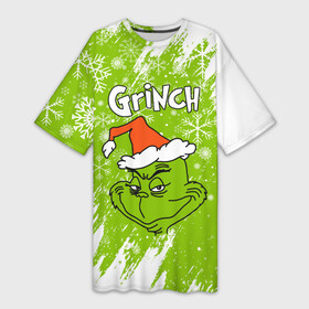 Платье-футболка 3D с принтом Grinch Green. в Екатеринбурге,  |  | 2022 | grinch | happy new year | merry christmas | год тигра | гринч | зима близко | нг | новогодний | новый год | новый год 2022 | рождество | снег | снежинки