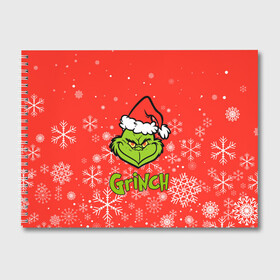 Альбом для рисования с принтом Grinch Red. в Екатеринбурге, 100% бумага
 | матовая бумага, плотность 200 мг. | 2022 | grinch | happy new year | merry christmas | год тигра | гринч | зима близко | нг | новогодний | новый год | новый год 2022 | рождество | снег | снежинки