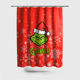 Штора 3D для ванной с принтом Grinch Red. в Екатеринбурге, 100% полиэстер | плотность материала — 100 г/м2. Стандартный размер — 146 см х 180 см. По верхнему краю — пластиковые люверсы для креплений. В комплекте 10 пластиковых колец | 2022 | grinch | happy new year | merry christmas | год тигра | гринч | зима близко | нг | новогодний | новый год | новый год 2022 | рождество | снег | снежинки