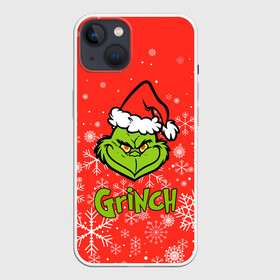 Чехол для iPhone 13 с принтом Grinch Red. в Екатеринбурге,  |  | Тематика изображения на принте: 2022 | grinch | happy new year | merry christmas | год тигра | гринч | зима близко | нг | новогодний | новый год | новый год 2022 | рождество | снег | снежинки