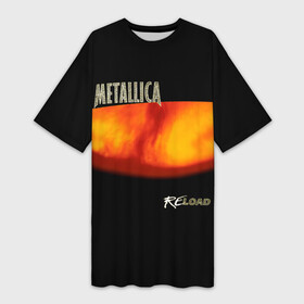 Платье-футболка 3D с принтом Metallica ReLoad в Екатеринбурге,  |  | hard | heavy | james hetfield | kirk hammett | lars ulrich | metallica | music | robert trujillo | rock band | thrash | thrashmetal | альбом | джеймс хэтфилд | кирк хэмметт | ларс ульрих | метал | металика | металлика | музыка | роберт трухильо | рок груп