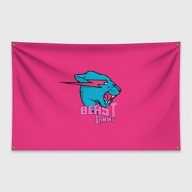 Флаг-баннер с принтом Mr Beast Gaming Full Print (Pink edition) в Екатеринбурге, 100% полиэстер | размер 67 х 109 см, плотность ткани — 95 г/м2; по краям флага есть четыре люверса для крепления | gamer | games | gaming | mr beast | mrbeast | youtube | блогеры | игры | мистер бист | ютуберы