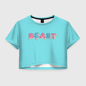 Женская футболка Crop-top 3D с принтом Mr Beast Donut в Екатеринбурге, 100% полиэстер | круглая горловина, длина футболки до линии талии, рукава с отворотами | mr beast | mrbeast | youtube | арты | блогеры | мистер бист | прикольные надписи | ютуберы